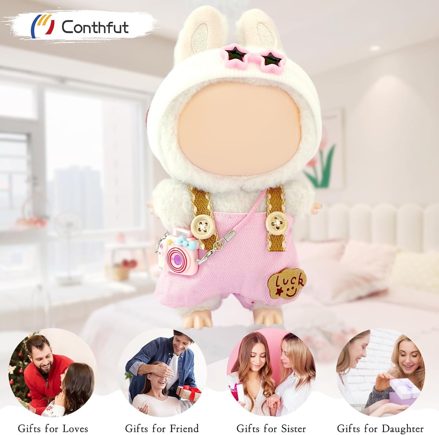 Doll Clothes,17cm/15cm Dolls Outfit Set,Accessories for Dolls,Stylish Clothes Set for Dress Up (No Doll) (Pink Overalls Suit 02)
