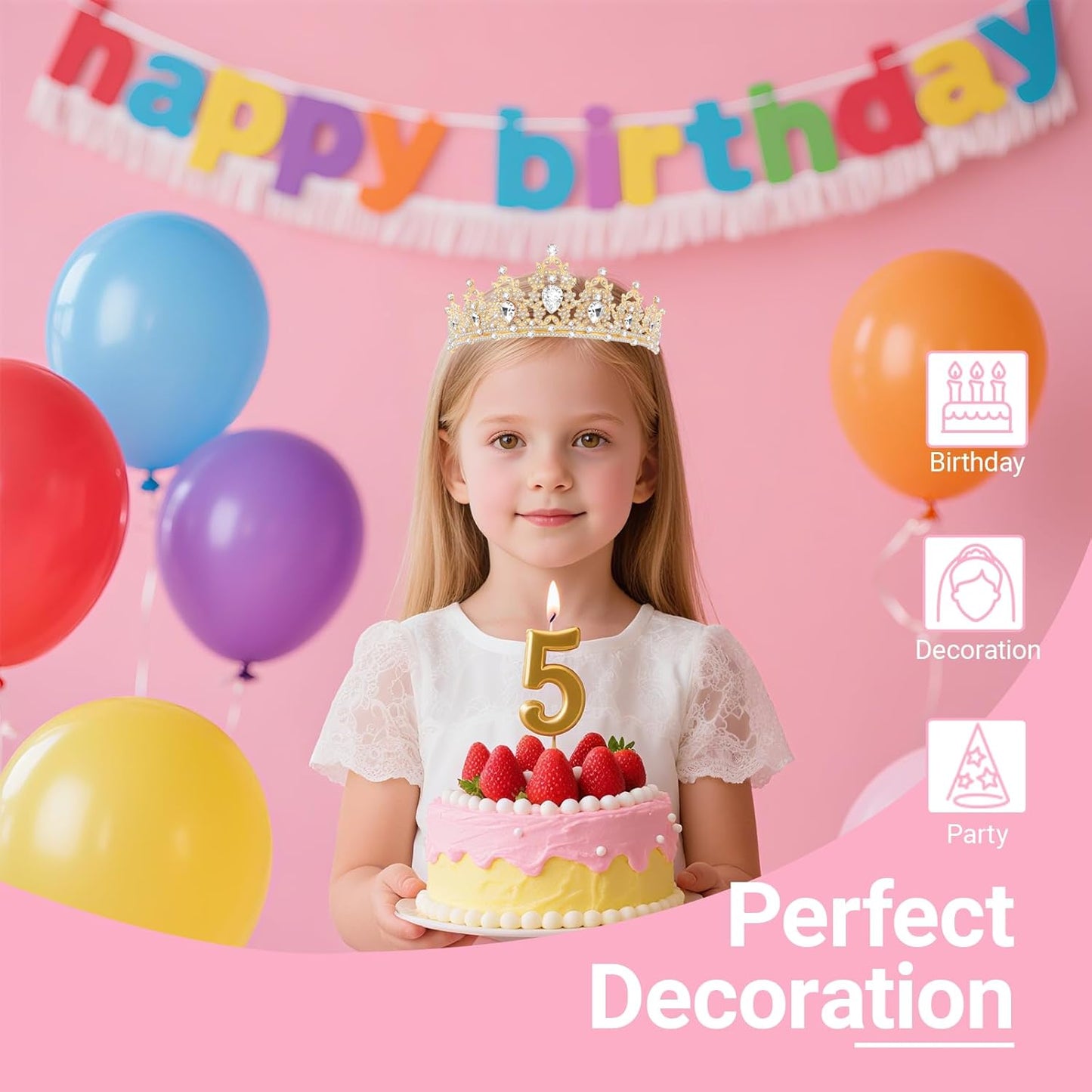 Birthday Tiara and Crown with Sash, Birthday Tiara for Women Party