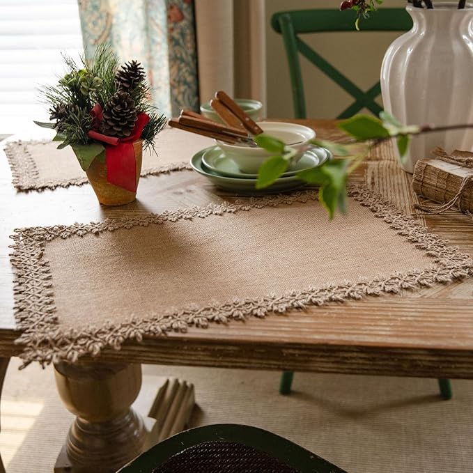 Natural Jute Table Runner, Burlap Style Table Runner, Rustic Farmhouse Table Runner Country Vintage for Wedding, Party Table Decorations, Boho Décor Jute Navy Blue Balls 12x48 inch TAB28