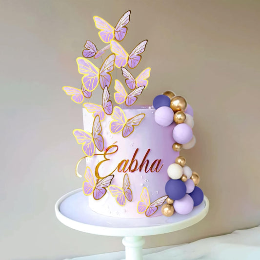 47PCS Purple Butterfly Cake Topper,Butterfly Cake Decorations Include Cake Toppers Pink Gold Balls for Baby Shower Wedding Birthday Bridal Shower Party Decor(Purple)