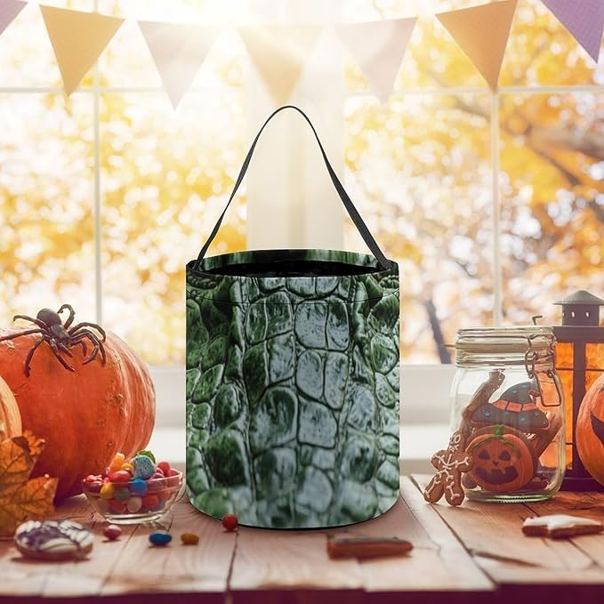 Halloween Candy Bucket - Green Crocodile Trick Or Treat Candy Bag, Gift Bag for Party Favor Supplies