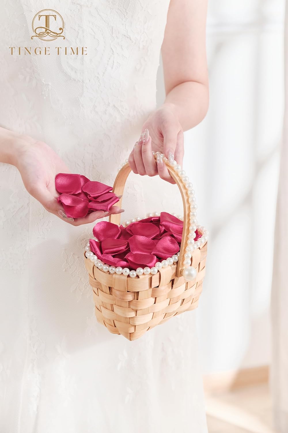 TINGE TIME 300pcs Silk Rose Petals Hot Pink Heart Flower Petals for Wedding Flower Girl Basket Aisle Scatter Dinner Table Centerpieces Party Confetti Bridal Shower Romantic Night Decoration