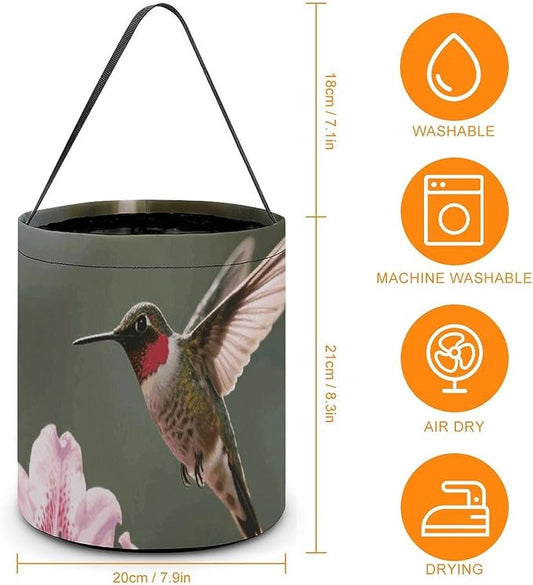 Halloween Candy Bucket - Floral Hummingbirds Trick Or Treat Candy Bag, Gift Bag for Party Favor Supplies