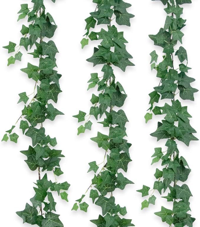 3Pcs Artificial Greenery Ivy Vines Kit, 6FT Odorless Silk Ivy Garland, Green Leaves Fake Hanging Plants, for Boho Decor, Home, Classroom, Wall, Party and Wedding Decoration