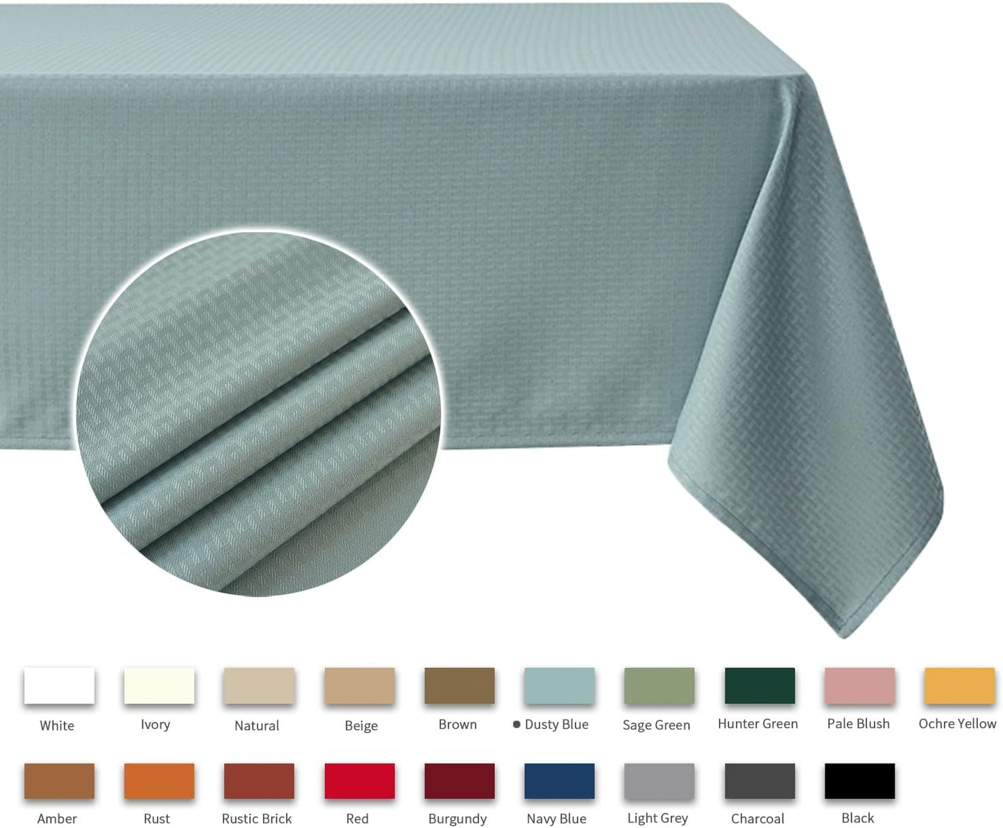 maxmill Rectangle Tablecloth Weaved Texture Design Water Resistant Wrinkle Free Spill-Proof, Soft Table Cloth for Dining Room Decoration, Banquet Parties Holiday Dinner, 52 x 84 Inch Dusty Blue
