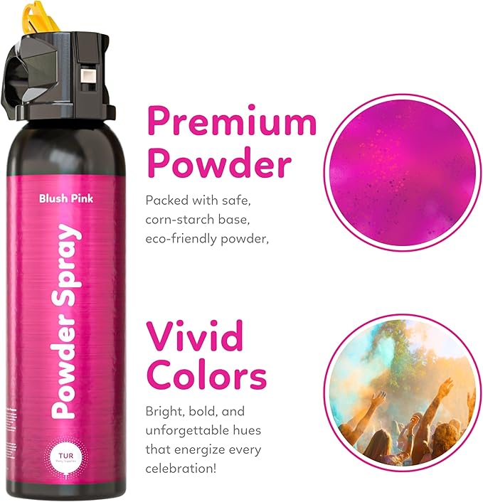 Pink Powder Spray Gender Reveal Biodegradable| Launches 25ft | 10 Second Spray | Holi Color Decorations for Photoshoots, Festivals, Celebrations | TUR Party Supplies