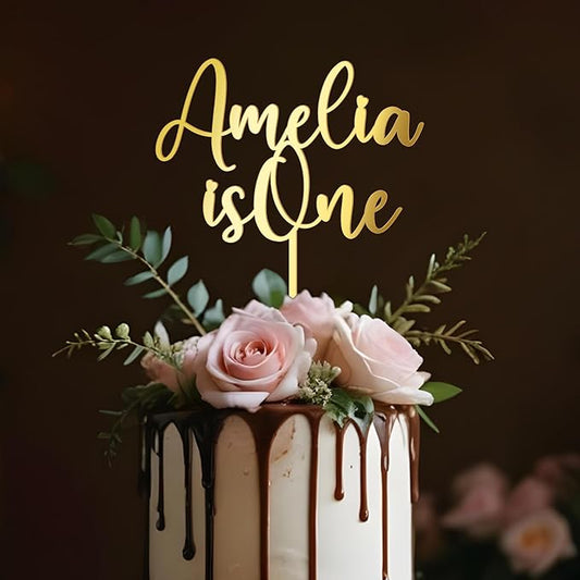 Customized Cake Topper Personalized Text Acrylic Cake Decoration for Birthdays Weddings, Baptisms, or any Occasion (Attena)
