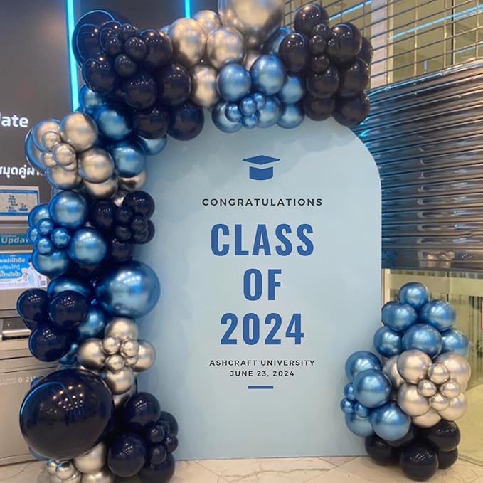 Metallic Blue Balloons 12 inch, Chrome Blue Latex Balloons 50pcs Party Balloons for Graduation Christening Baby Shower Birthday Party Decorations
