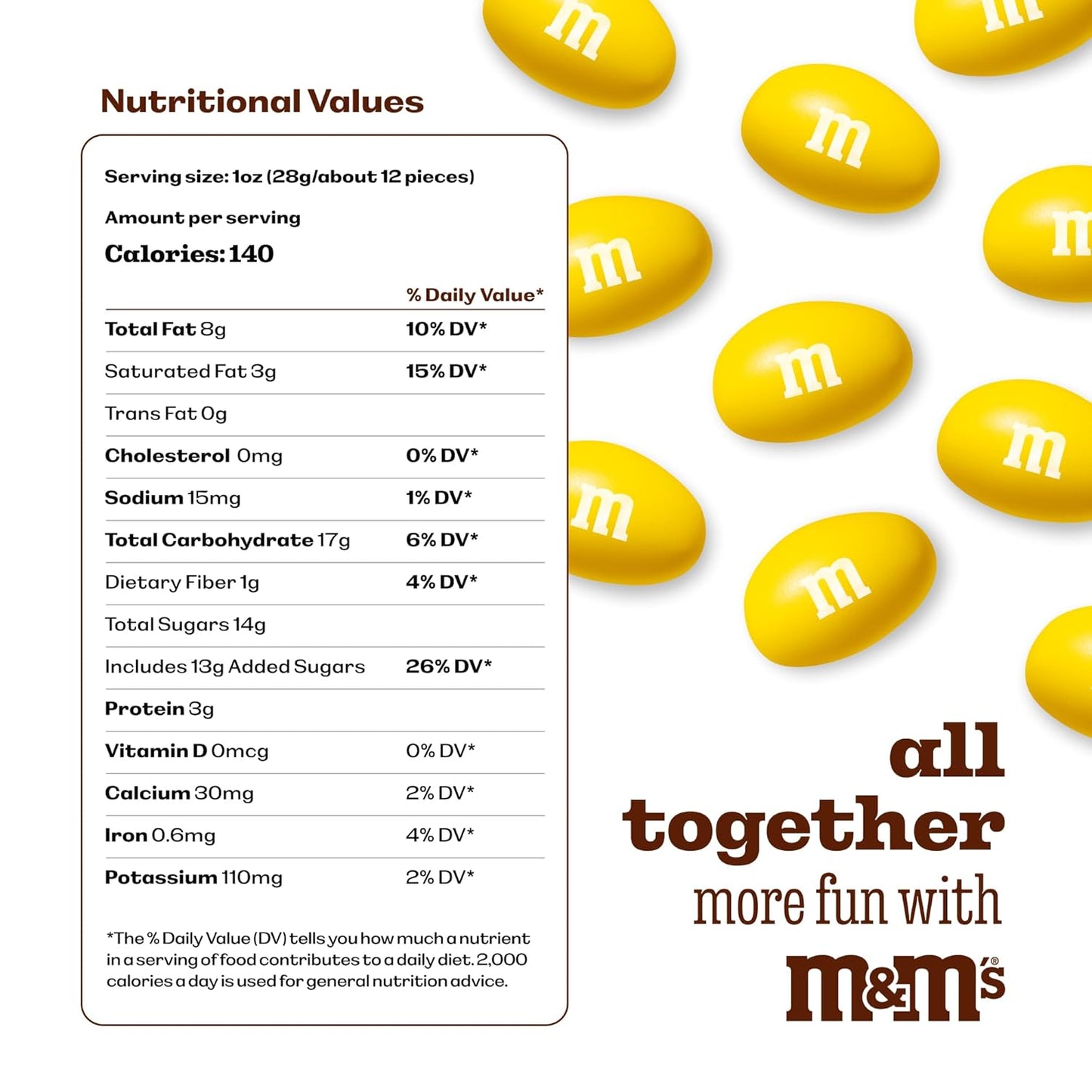 M&M'S WORLD Yellow Peanut M&M’s chocolate candy 2 lb bag – bright snack for birthdays, buffets, celebrations, desserts, gifts, gatherings, or cheerful table display