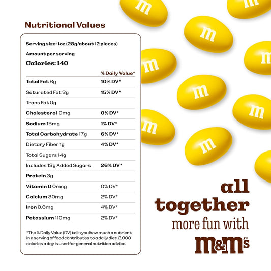 M&M'S WORLD Yellow Peanut M&M’s chocolate candy 2 lb bag – bright snack for birthdays, buffets, celebrations, desserts, gifts, gatherings, or cheerful table display