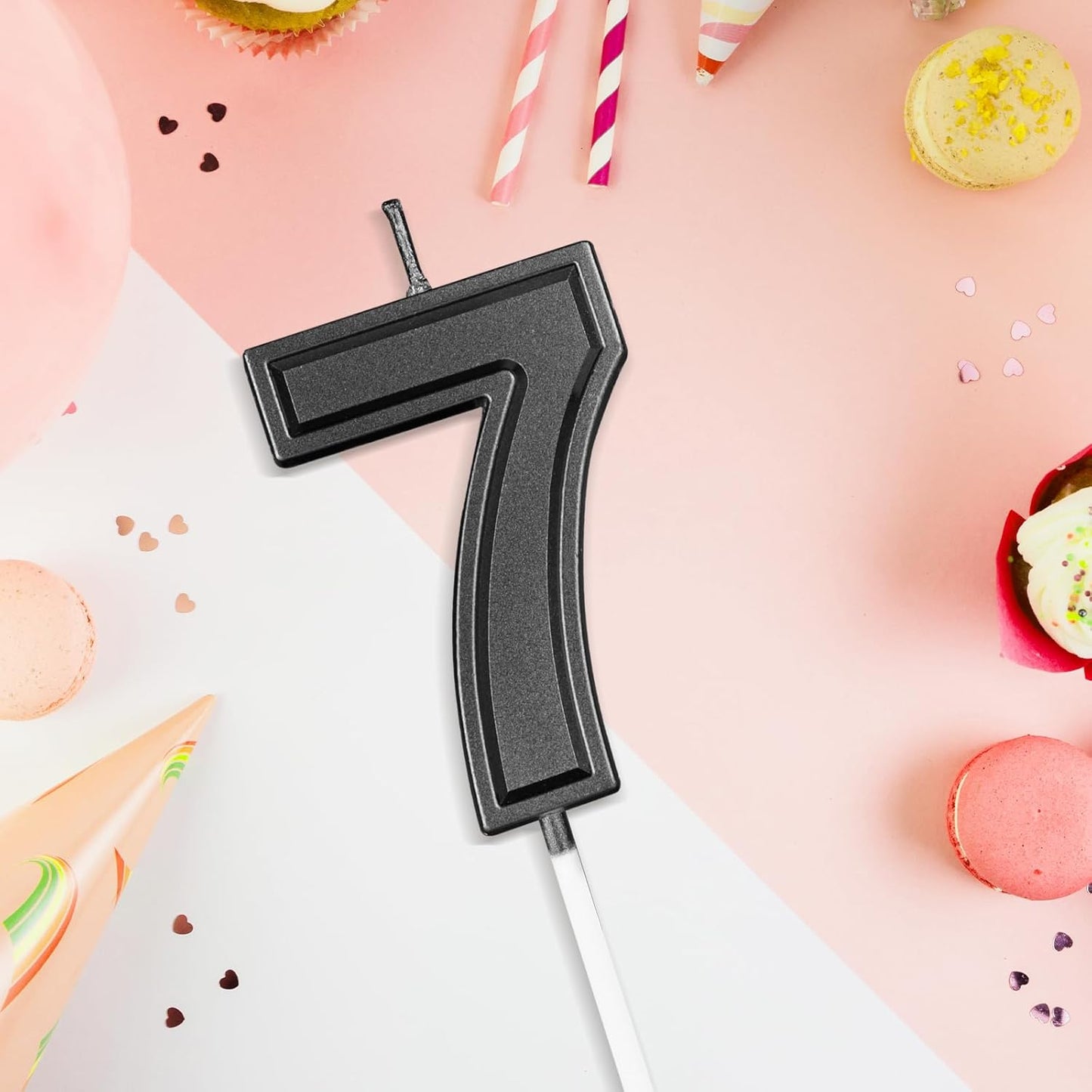 BEAN LIEVE Black Birthday Candles Number 7, Black Number Candles, Cake Number Candles for Birthday Parties and Wedding Anniversary Celebrations