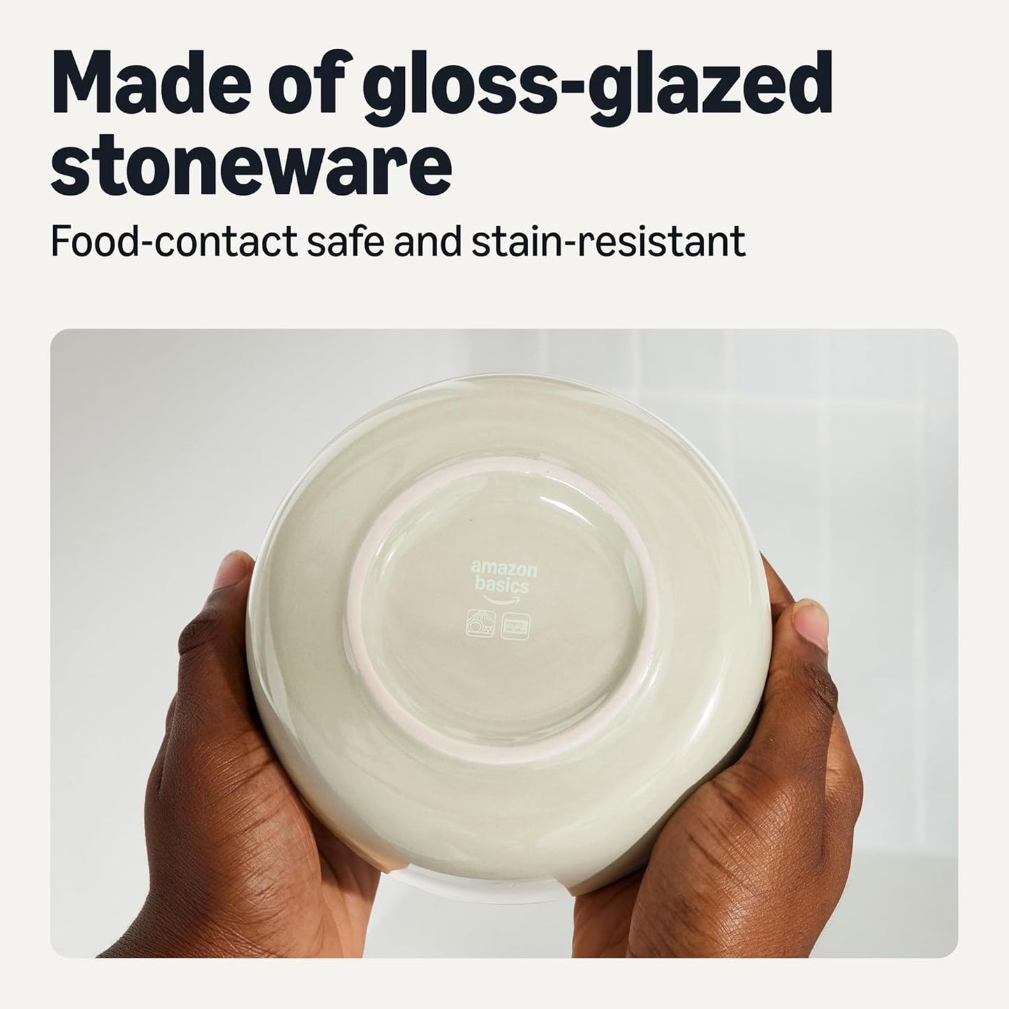 Amazon Basics Glazed Stoneware Bowls, 4-Piece Set, Dishwasher-Safe, 5.5 in., Ivory