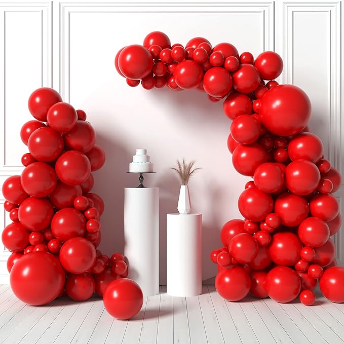 HOUSE OF PARTY Cherry Red Balloons for Christmas 5/12/18 Inch | Matte Balloons for Christmas Decorations, Valentine's, Graduation Day, Wedding, Anniversary and Mother's Day Decorations