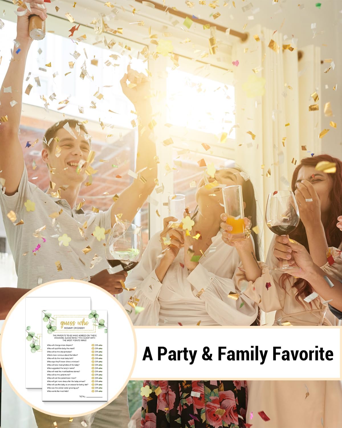 Guess Who Mommy or Daddy Baby Shower Games - 20 Double-Sided Greenery Guess Who Game Cards - Baby Shower Games for Girl or Boy - Gender Neutral
