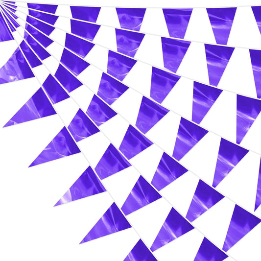 32.8FT Purple Glitter Triangle Pennant Banner Flag Metallic Bunting Fabric Garland for Christmas Graduation Wedding Engagement Anniversary Bachelorette Bridal Shower lavenderValentine's Party Decor
