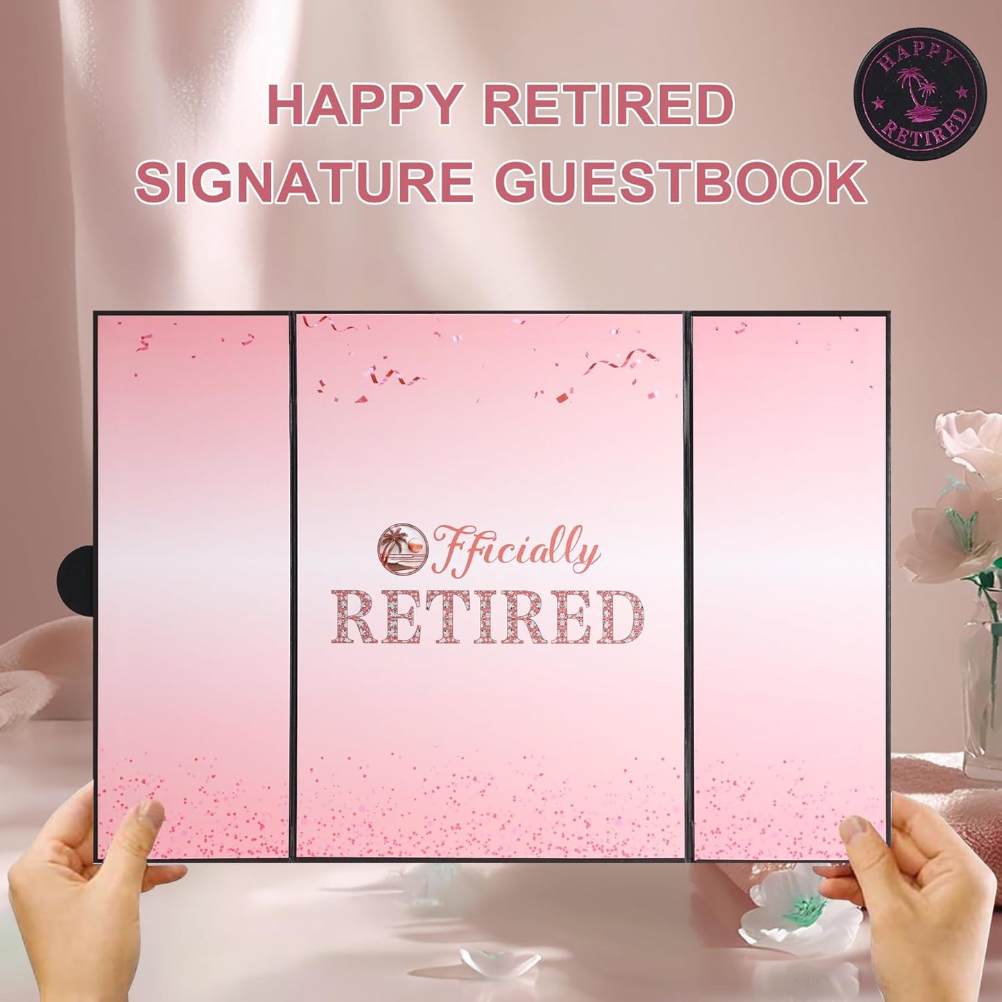 Pink Retirement Party Decorations Large retirement Card Signing Happy Retired Guest Book Creative Retirement Card For Men Women