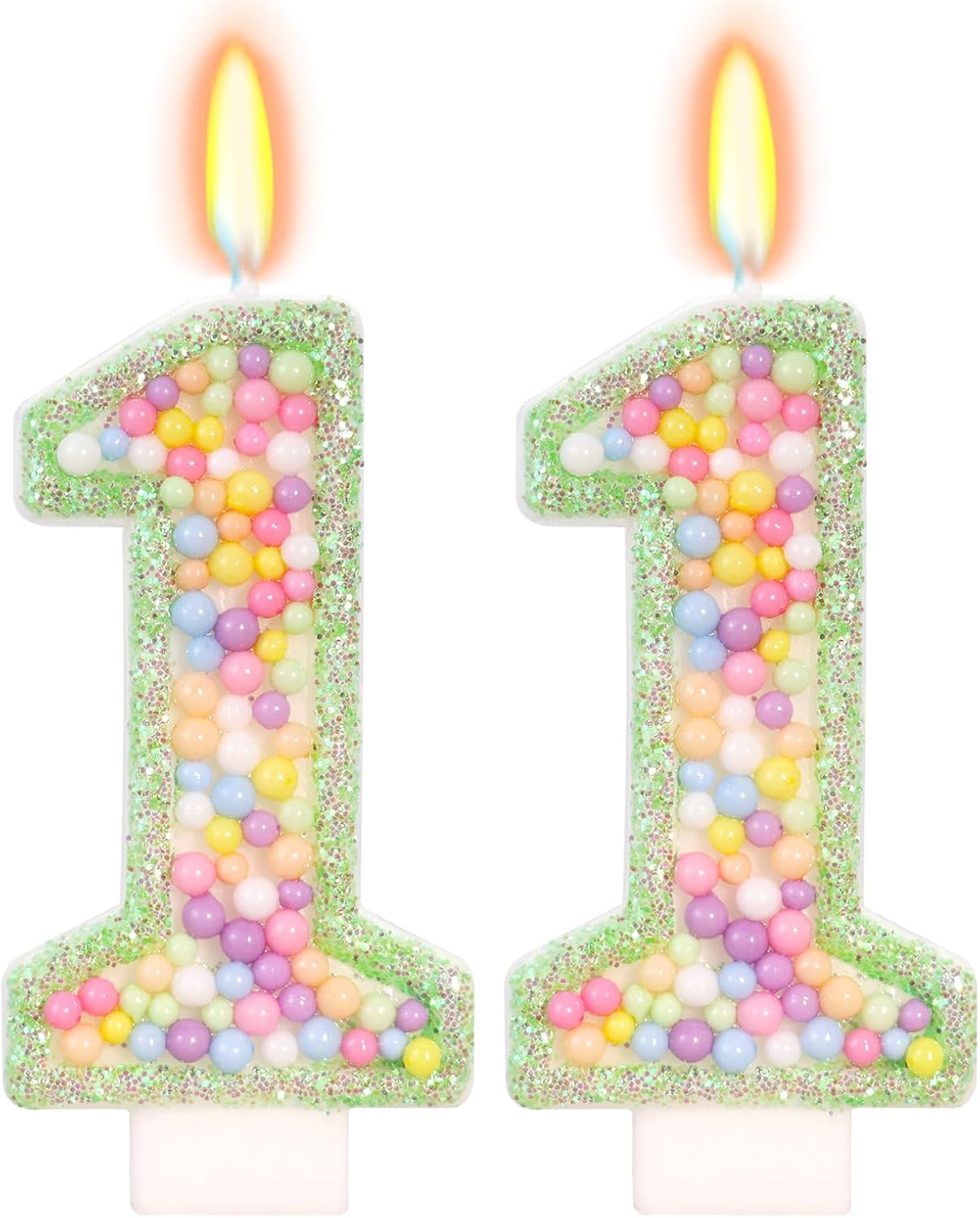 Green Birthday Candles - Number 11 Candle, Colorful Macaron Candles, 11 Birthday Decorations for Boys Girls, Green Cake Decorations, Theme Party Supplies
