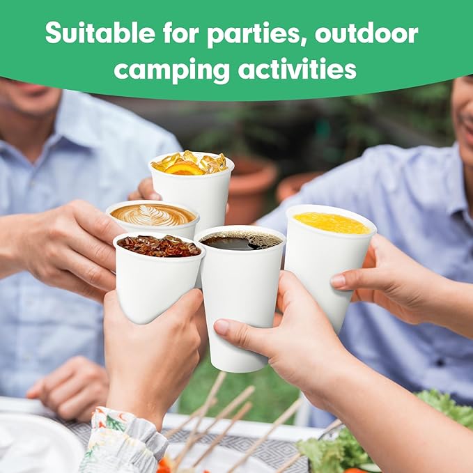 16 oz Paper Cups, 300 Pack 16oz Disposable Paper Coffee Cups, Coffee Cups 16 oz for Cold and Hot Drinks, White Paper Drinking Cups for Parties, Picnic, Cafes, Bistros and Events