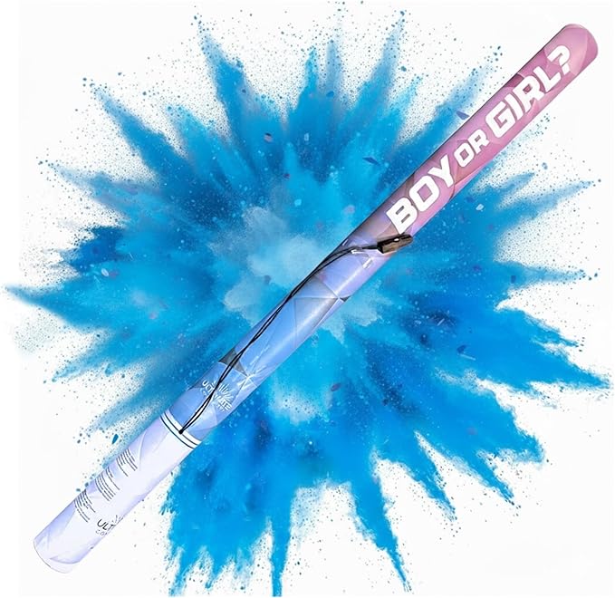 Ultimate Confetti - Electric Blue Powder Cannon Cartridge 24” - Pre-Filled with Food-Grade Powder, Leak-Resistant Gender Reveal Poppers Cannon, Requires EC-1 or EC-4 Confetti Machine to Activate