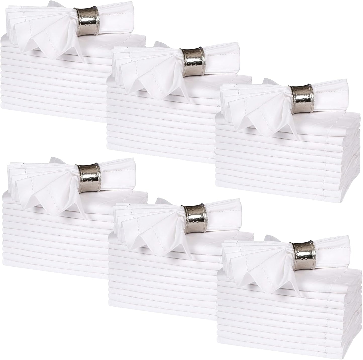 Bedding Craft White Cotton Cloth Dinner Napkins Set of 72 – 18x18 Hemstitched with Mitered Corners – Elegant Machine Washable Fabric Napkins for Weddings, Banquets & Events