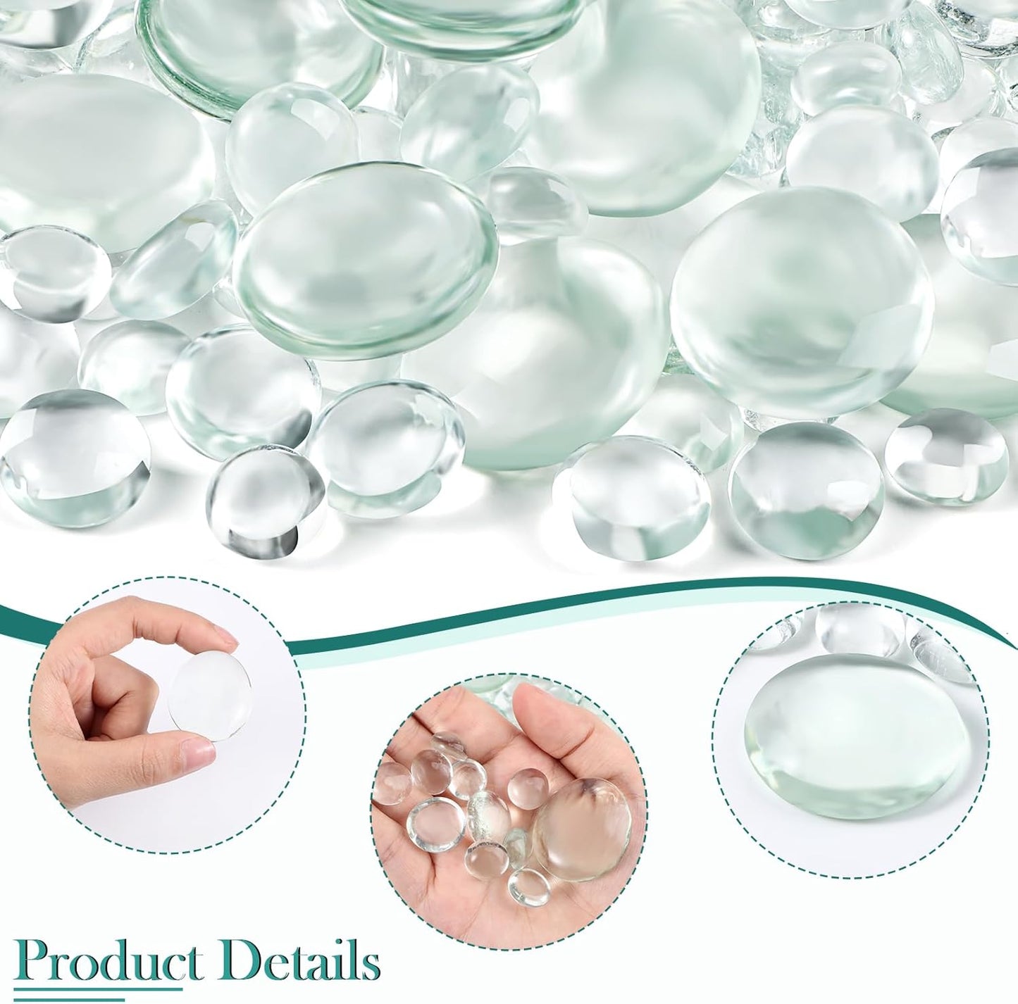 Honeydak 600 Pcs Flat Glass Marbles for Vases Glass Pebbles Floral Fish Tank Rocks for Vases Table Scatter Aquarium Decor (2.4LB) (Clear)