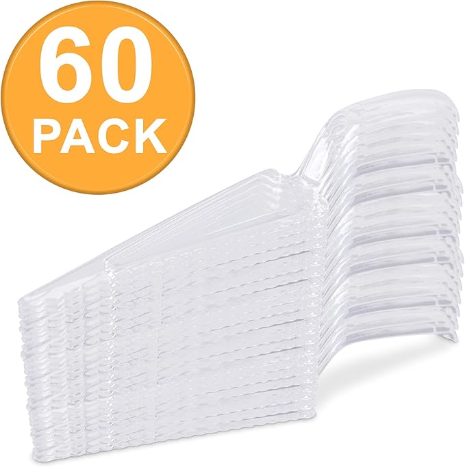 Fit Meal Prep 60 Pack 10 Inch Plastic Pie Server - Clear Disposable Cake Servers & Cutter Utensil, Heavy Duty Spatula for Serving Platter, Cutting Dessert, Pizza Pastry Slicer, Kitchen Knife