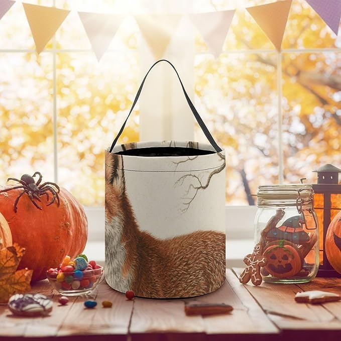 Halloween Candy Bucket - Fox Trick Or Treat Candy Bag, Gift Bag for Party Favor Supplies