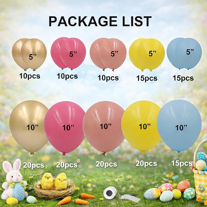 160pcs Easter Balloon Garland Arch Kit, Pastel Spring Balloon Arch with AccessoriesIY Balloon Arch for Easter Party, Egg Hunt, Baby Shower & Spring Decorations