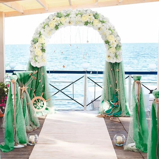 Artificial Flower Arch 6Pack White Faux Floral Swags Rose Silk Peony Realistic Arch Plastic Arrangement for Christmas, Romantic Wedding Wall, Reception Ceremony Welcome Sign Decoration
