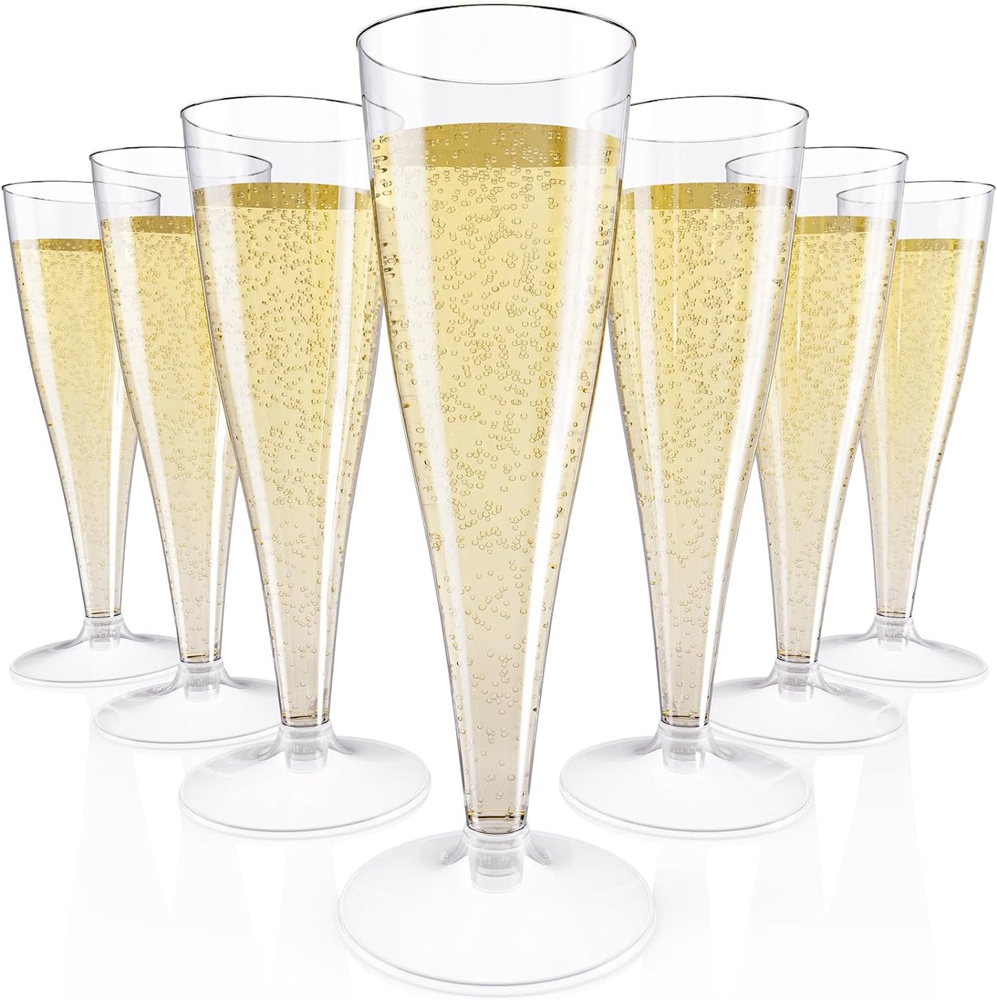 JOLLY CHEF 100 Pack Plastic Champagne Flutes Disposable 4.5 oz Clear Plastic Champagne Glasses Suitable for Wedding, Thanksgiving Day, Christmas