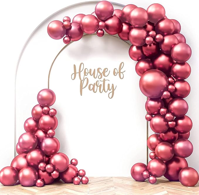 HOUSE OF PARTY Metallic Red Balloons Garland | Red 89 Latex Metallic Balloons for Graduation Decorations, Wedding & Christmas Party Decoration