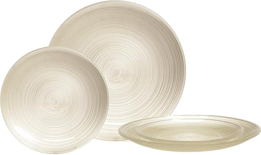 " OCCASIONS " 240 Plates Pack,(120 Guests) Premium Wedding Party Disposable Plastic Plates Set -120 x 10'' Dinner + 120 x 7'' Salad/Dessert (Belize in Ivory & Gold)