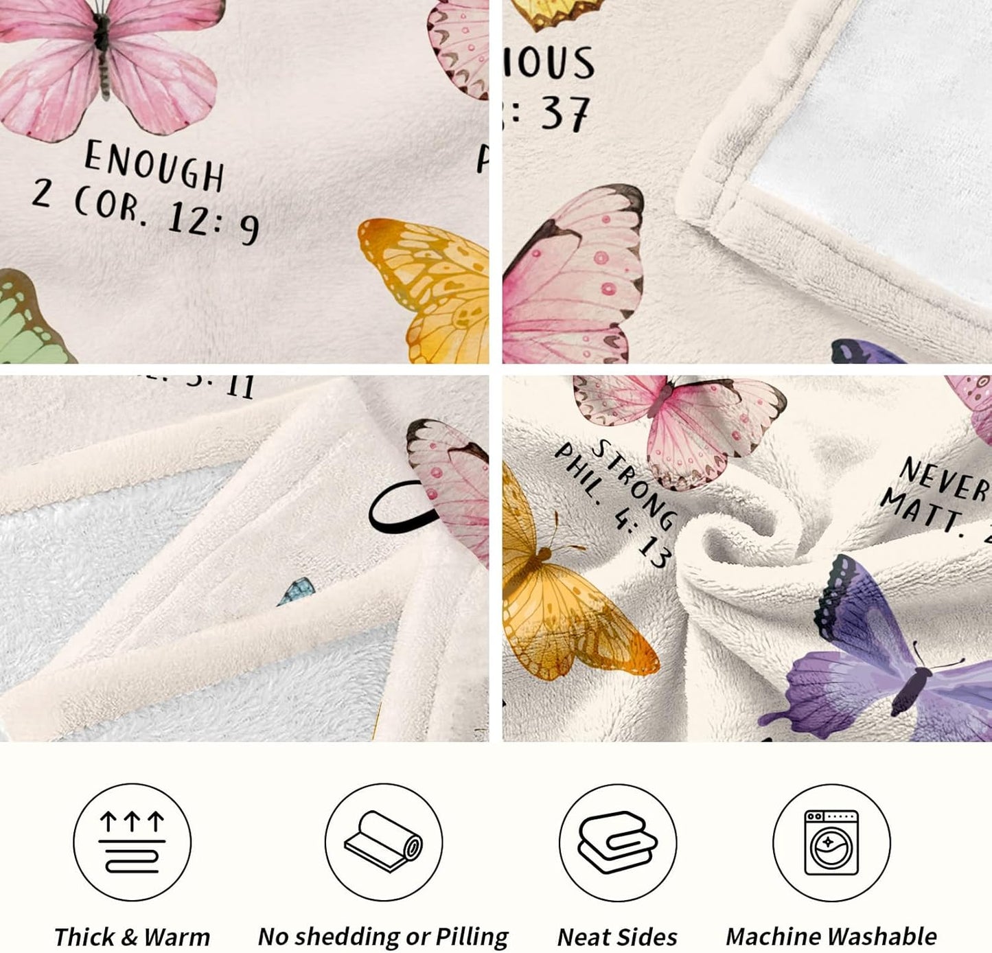 Christian Gifts for Women Faith, Flannel Soft Butterfly Blanket Decor, Butterfly Gifts for Women on Mothers Day Birthday Christmas, Spiritual Bible Verse Scripture Prayer Blanket