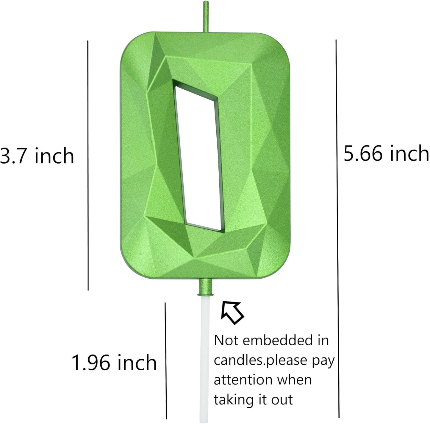DERVENTA Large Birthday Candle Number 3D Green 3.7 inch Party Celebration Anniversary Decoration Cake Topper 1 Piece (Number 0 Green)