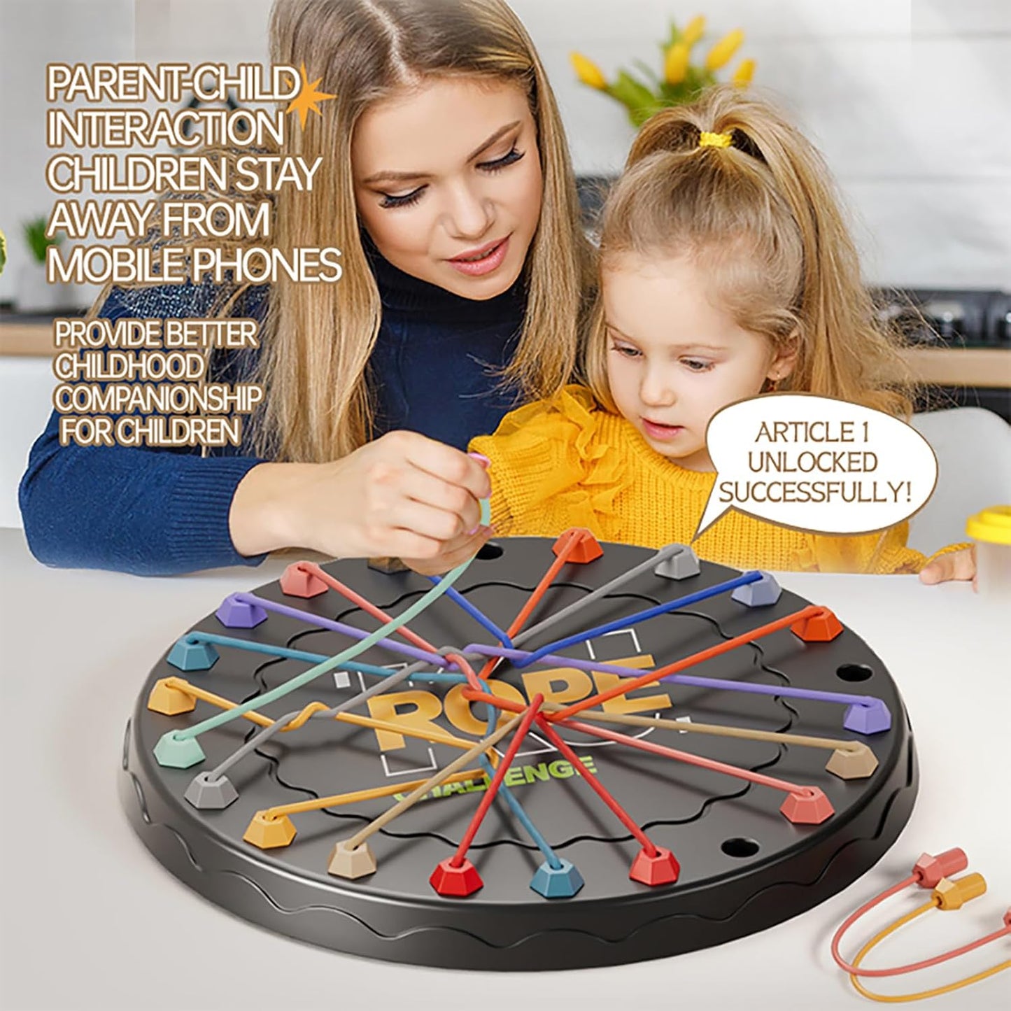 Rope Untangling Puzzle Game, Educational Strategy Board Game for Kids & Adults, Family Travel Party Games with Multi-Level Challenges, Gifts for All Ages(Manual on Box)