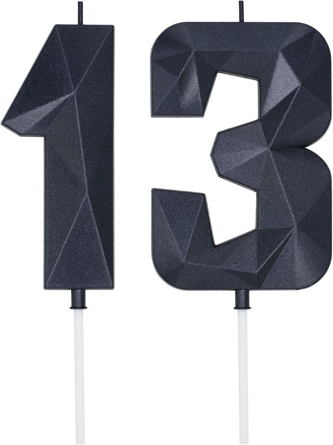 DERVENTA Large Birthday Candle Number 3D Black 3.7 inch Party Celebration Anniversary Decoration Cake Topper 1 Piece (Number 13 Black)