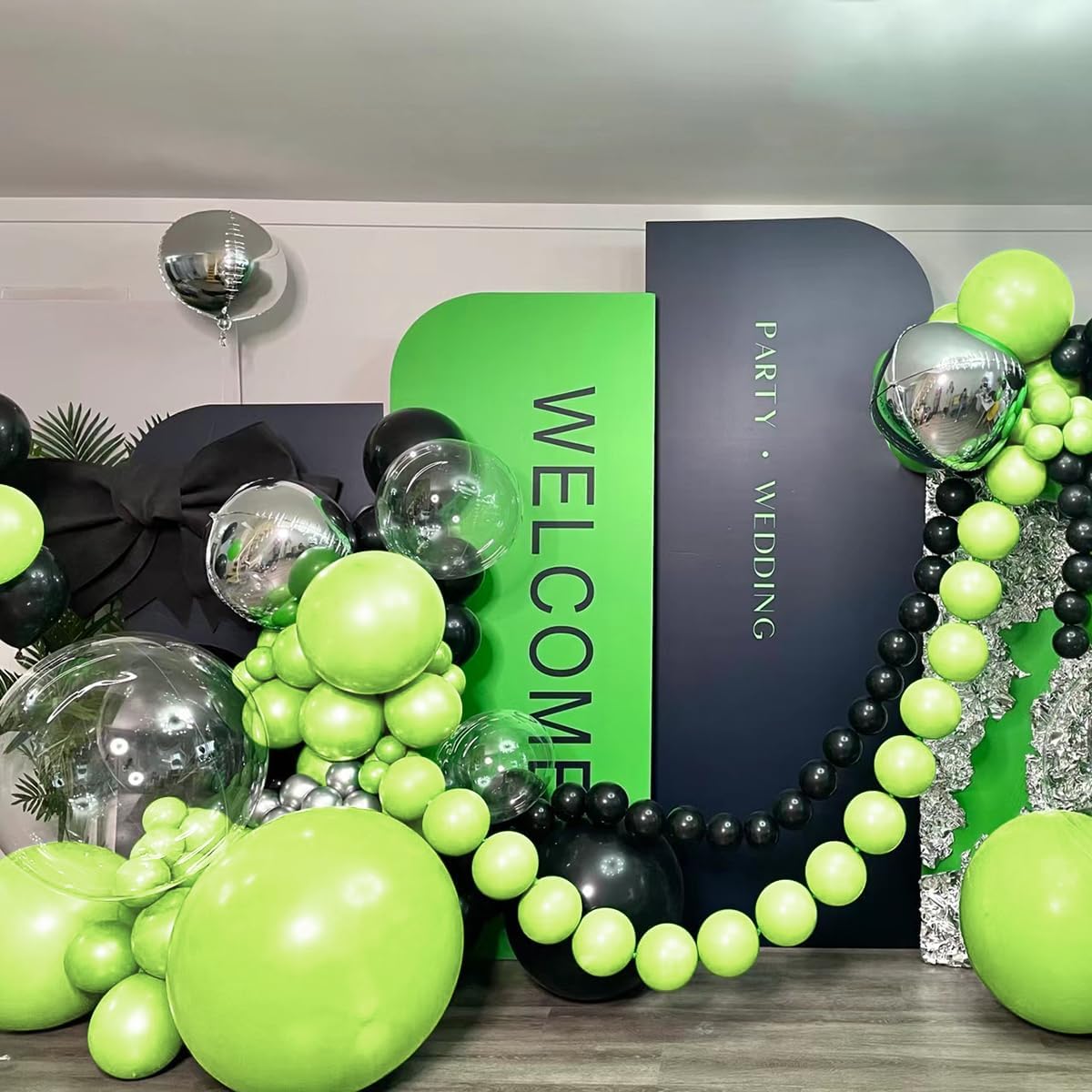 Green and Black Balloon Arch Kit, 151Pcs Lime Green Black Bobo Balloons Garland 18 12 10 5 inch for Birthday, Graduation, Baby Shower, Wedding, Anniversary, Holiday Party Decoration