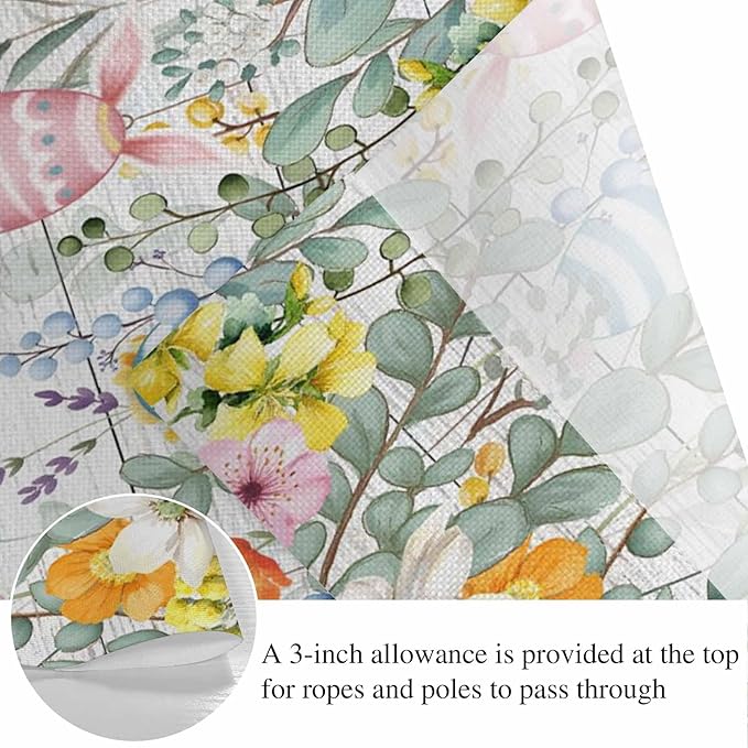 Easter Banner 4Pcs Indoor Outdoor Hanging Banner Flag Spring Eggs Eucalyptus Leaves Wooden Grain Sign for Fireplace Mantel Decorative Bunting Garland Valance for Shop Door Mantle Home Decor 7.9"x11.8"