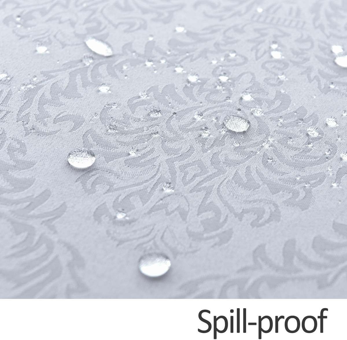 maxmill Jacquard Table Cloth Damask Pattern Spillproof Wrinkle Resistant Heavy Weight Soft Tablecloth for Kitchen Dinning Tabletop Outdoor Picnic Rectangle 52 x 70 Inch White