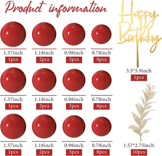 MIAHART Ball Cake Toppers Boho Grass Cake Topper Ball Cake Insert Decoration for Birthday Wedding Baby Shower Party Decorations Boho Themed Party Supplies (Red)