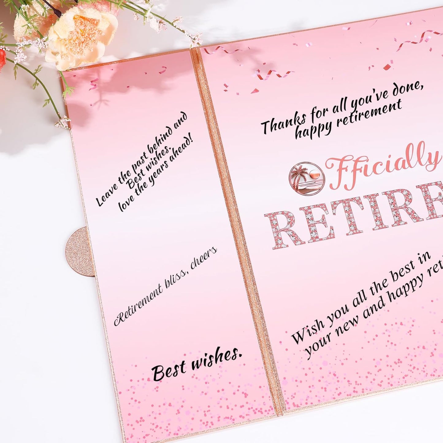 Rose Gold Retirement Party Decorations Large Retirement Card Signing Guest Book Creative Card for Men Women