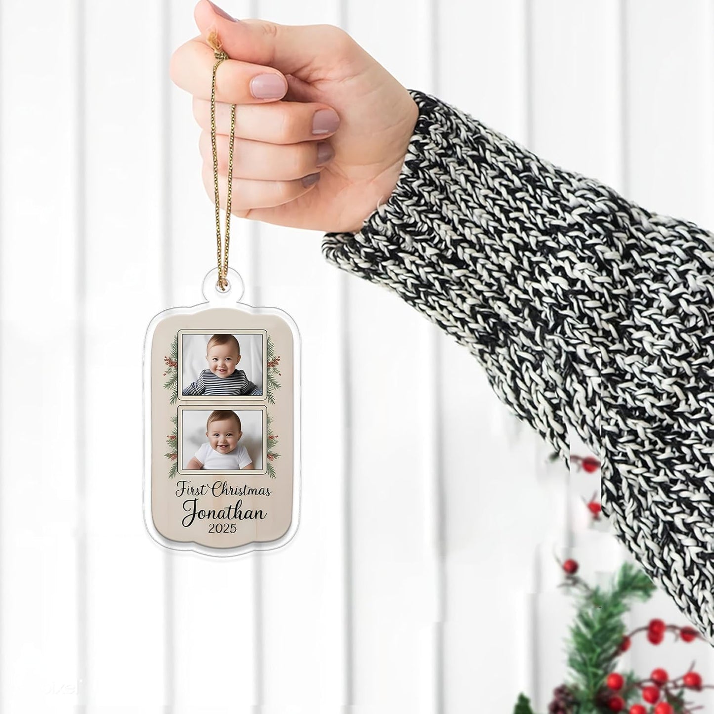 Custom Photo Baby Christmas Ornament, Personalized Newborn Gift, Baby Room Decor, Baby First Christmas Gift Acrylic Ornament – Personalized Christmas Tree Decoration, Custom
