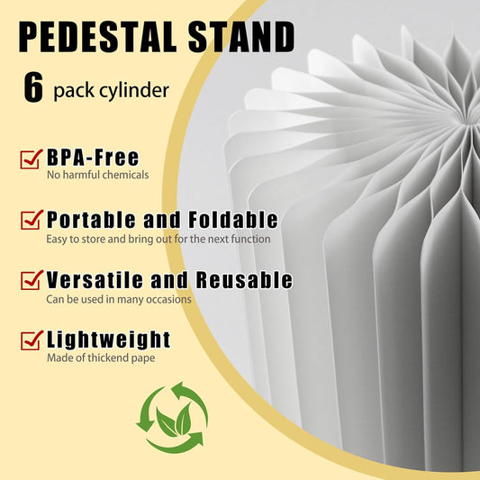 6 Pack Buffet Risers ,Foldable Food Display Risers with Acrylic Disc, White Food Display Risers Cake Stand for Party Buffet Risers and Stands for Show Catering Desserts, Food, Jewelry