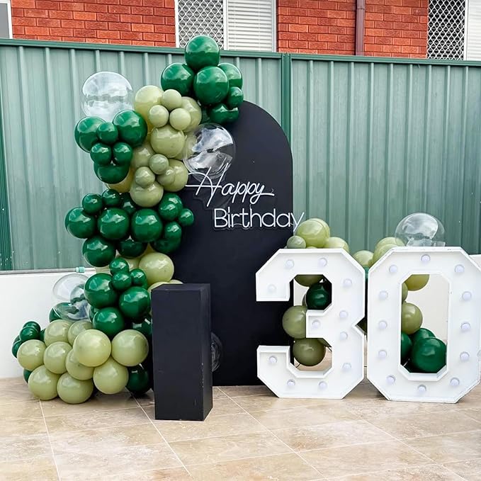Dark Green Balloons Garland Arch Kit,130pcs Green Latex Balloons,Different Sizes Dark Green Balloons Garland for Christmas,Festival,Picnic,Anniversary,Birthday,Green Theme Decoration