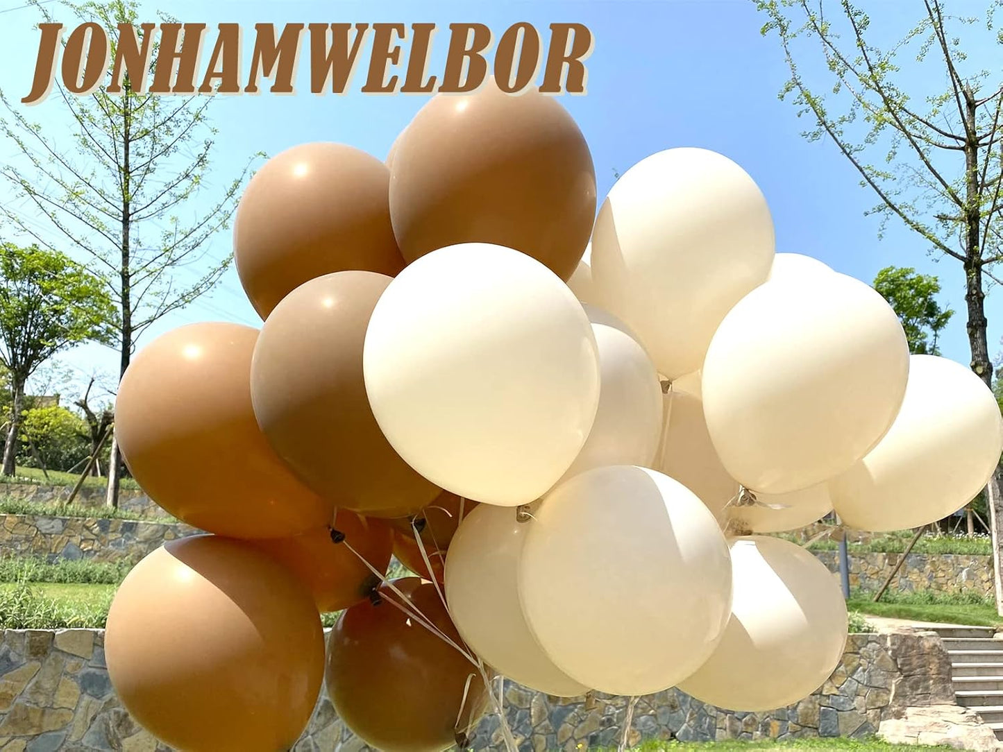 Jonhamwelbor Light Brown Balloons 12 inch 100 Pack Coffee Brown Matte Mocha Caramel Helium Latex Balloons for Birthday Baby Shower Wedding Decorations