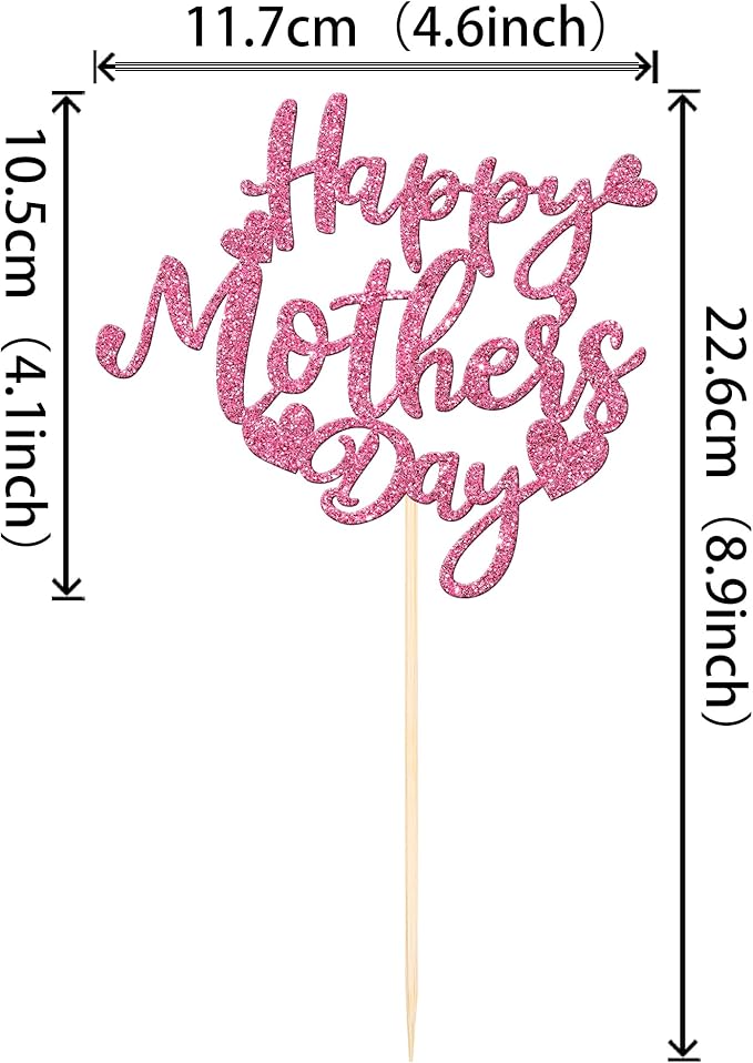 12 PCS Happy Mother's Day Centerpiece Sticks Double Sided Glitter Love Mother Best Mom Centerpieces for Happy Mother's Day Theme Table Flower Decorations Birthday Party Supplies Pink