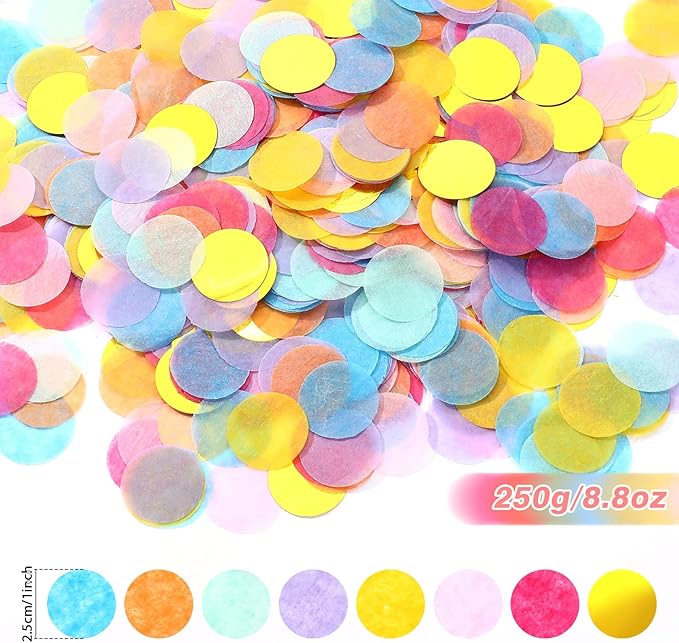 Outus 1 Inch Multicolor Round Tissue Confetti(8.8oz)