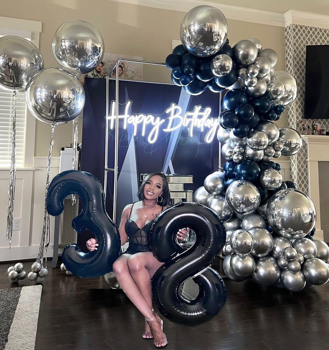 Black and Metallic Silver Balloons, 50PCS Black and Silver Balloons Party Decorations 12 Inch Black Silver Party Balloons for Birthday,Graduation,New Years,Wedding,Engagement Party Decorations