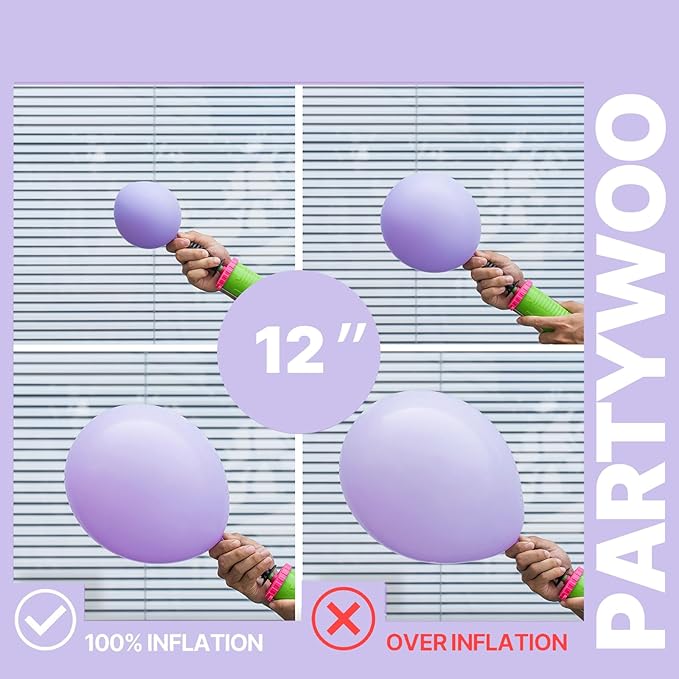 PartyWoo Pink and Purple Balloons 65pcs 12 Inch Baby Pastel Light Metallic Pink Light Purple Lavender Lilac Confetti Balloons for Baby Shower Princess Butterfly Birthday Party Decorations