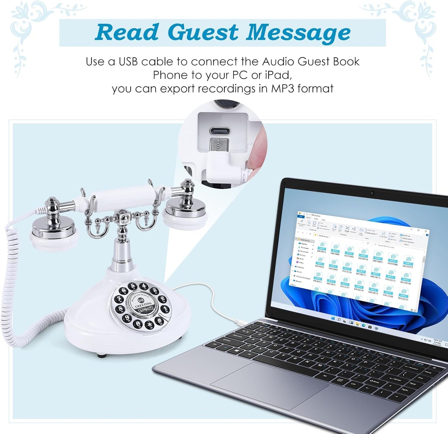 Audio Guest Book Wedding Phone (White)